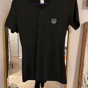Black V-Neck T-Shirt with Logo